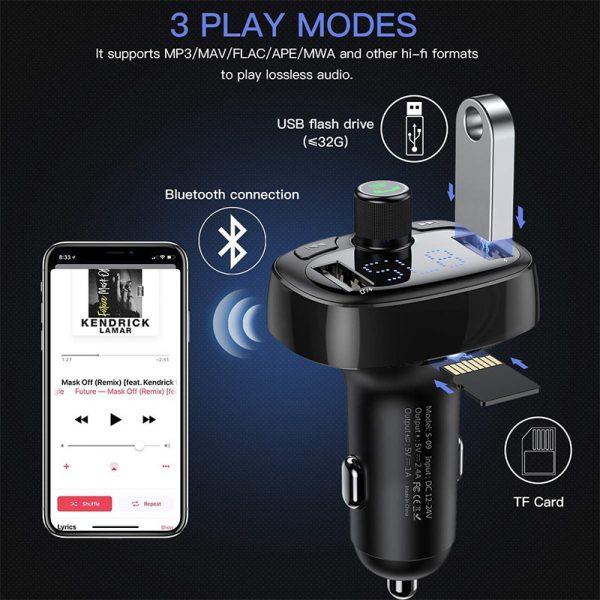 Bộ tẩu sạc nghe nhạc trên xe hơi Baseus S09 FM Transmitter Modulator Bluetooth - Hàng Chính Hãng