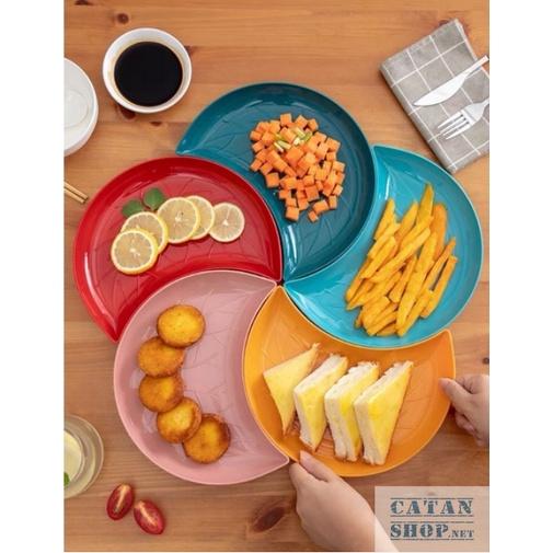 Bộ 5 dĩa bán Nguyệt xếp cánh hoa làm decor , đĩa bầy biện lễ Tết bánh kẹo hoa quả GD540-DiaBN