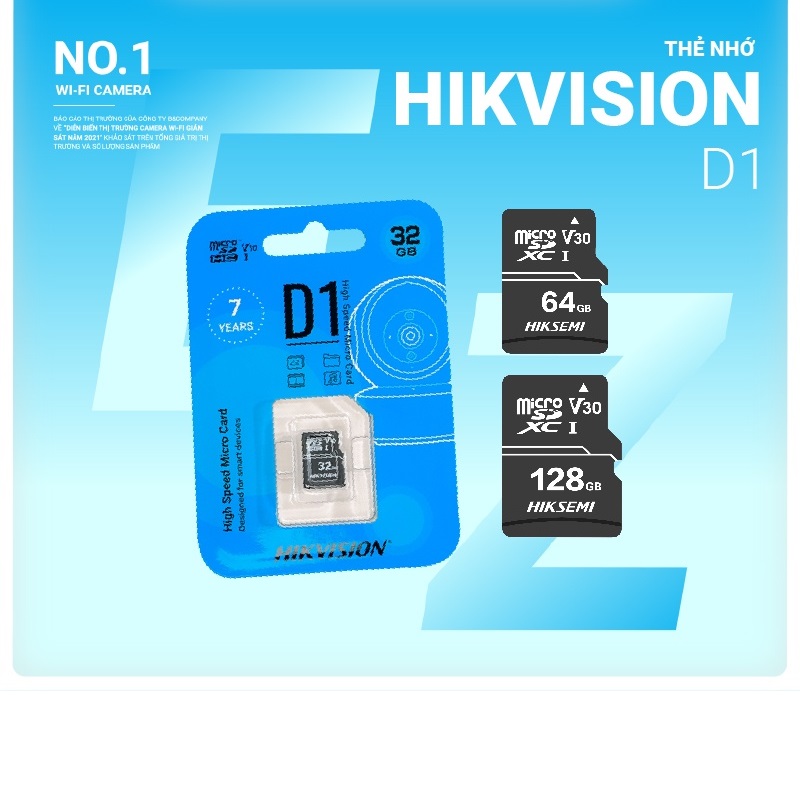 Thẻ Nhớ Hikvision 64G/32GB MicroSD Class 10 D1 Tốc Độ Cao Box Xanh Chuyên dùng cho Camera, Điện Thoại, Máy Ảnh... - Hàng Chính Hãng BH 7 Năm