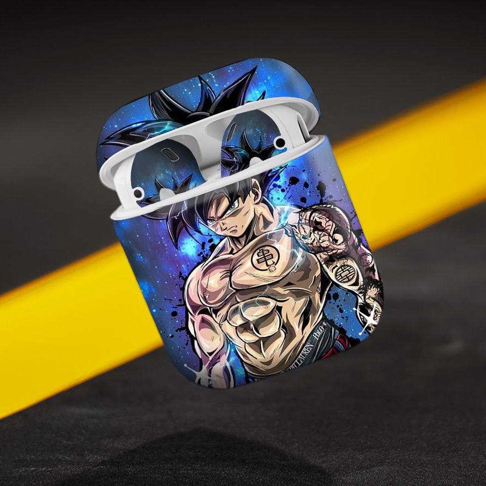 Miếng dán skin chống bẩn cho tai nghe AirPods in hình Songoku Dragon Ball - 7vnr033 (bản không dây 1 và 2