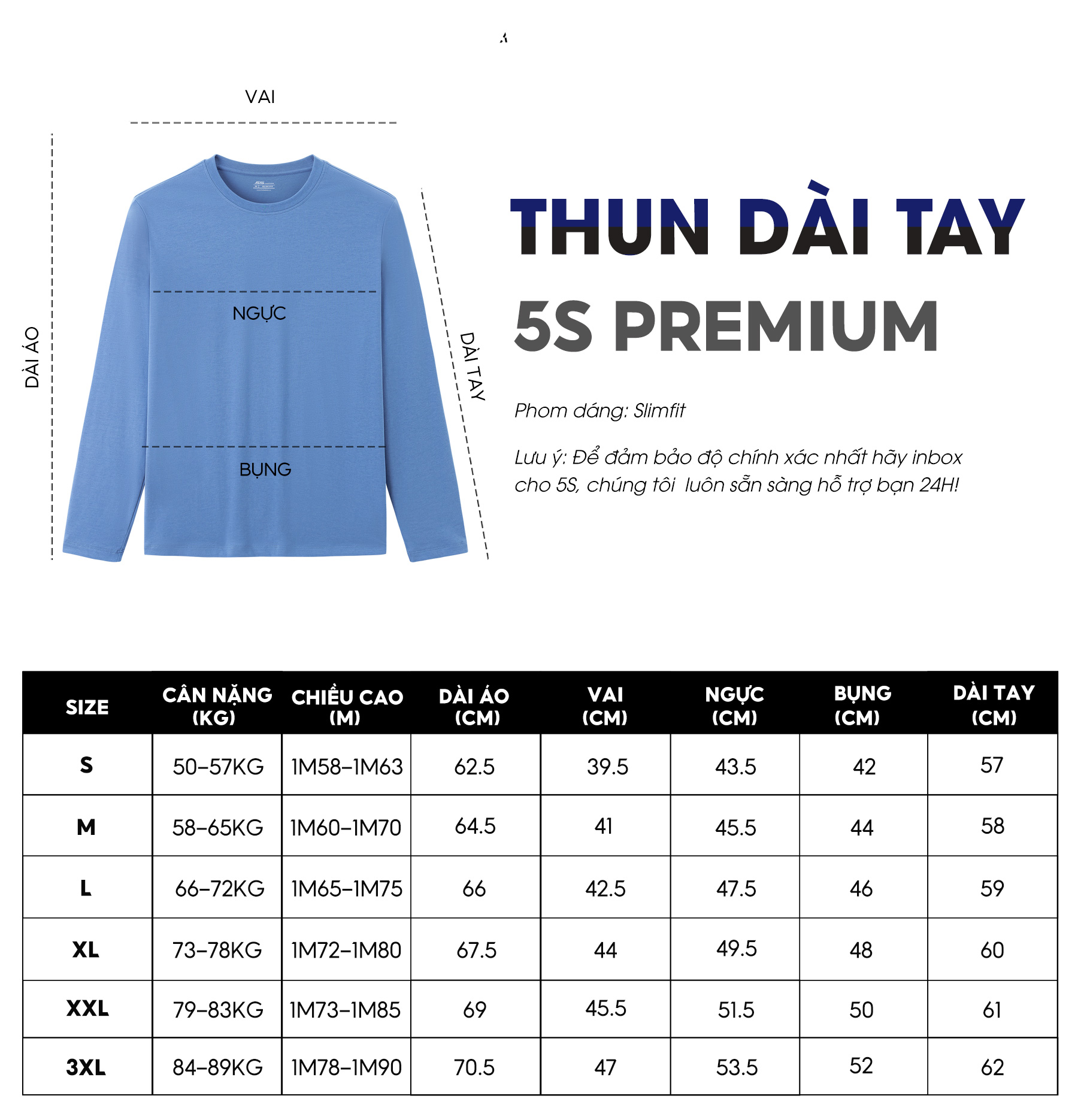 Áo Thun Nam Dài Tay 5S FASHION, Chất Cotton, Mềm Mại, Thấm Hút, Thiết Kế Trơn Basic Dễ Mặc (ATO23002)