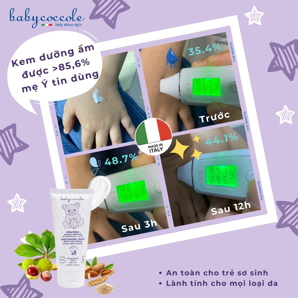 Kem dưỡng ẩm cho bé Babycoccole 0M+ dưỡng da trẻ em & em bé từ sơ sinh chiết xuất hạnh nhân 75ml