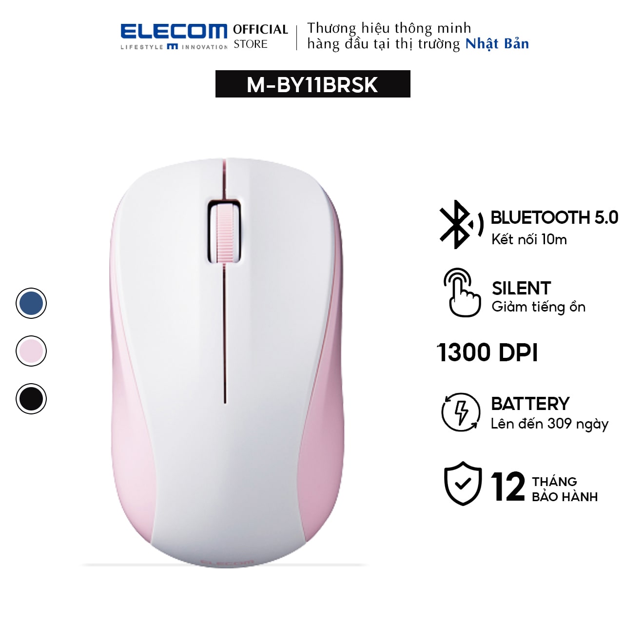 Chuột bluetooth yên tĩnh IRLED ELECOM M-BY11BRSK