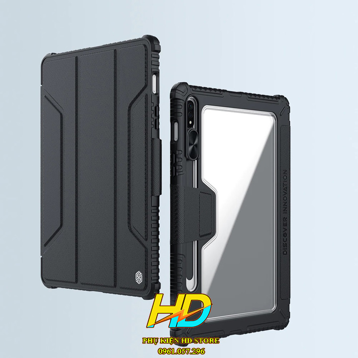 Bao Da Nillkin Bumper Dành Cho SamSung Galaxy Tab S7 Plus Chống Sốc Siêu Bền, Có Ngăn Đựng Bút, Có Nắp Trượt Bảo Vệ Camera - Hàng Chính Hãng