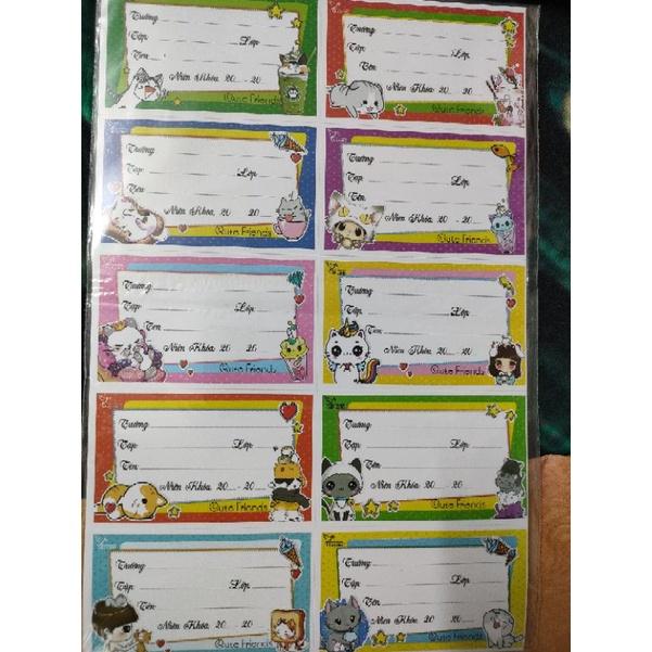 Nhãn vở decal 1 xấp