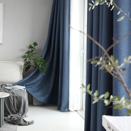 Rèm Vải Thô Xanh CoBan Cho Không Gian Sang Trọng – 100% Polyester chống bụi , chống tia UV cản sáng 80%
