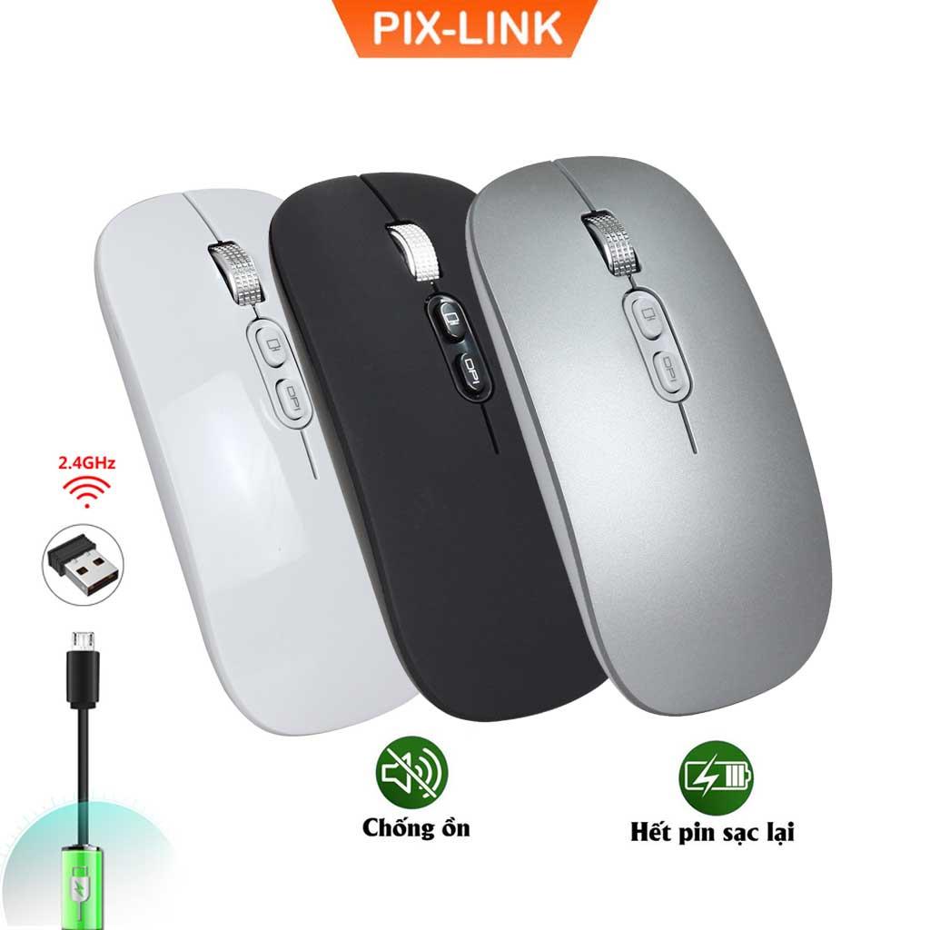 Chuột Không Dây PIX-LINK P103A Pin Sạc USB 2.4GHz DPI 1600, Không Tiếng Ồn Sử Dụng Cho PC, Laptop, Tivi Hàng Chính Hãng