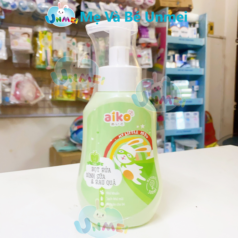 Nước Rửa Bình Sữa Và Rau Củ Quả Aiko 500ml - Dạng Bọt, An Toàn, Tiện Lợi