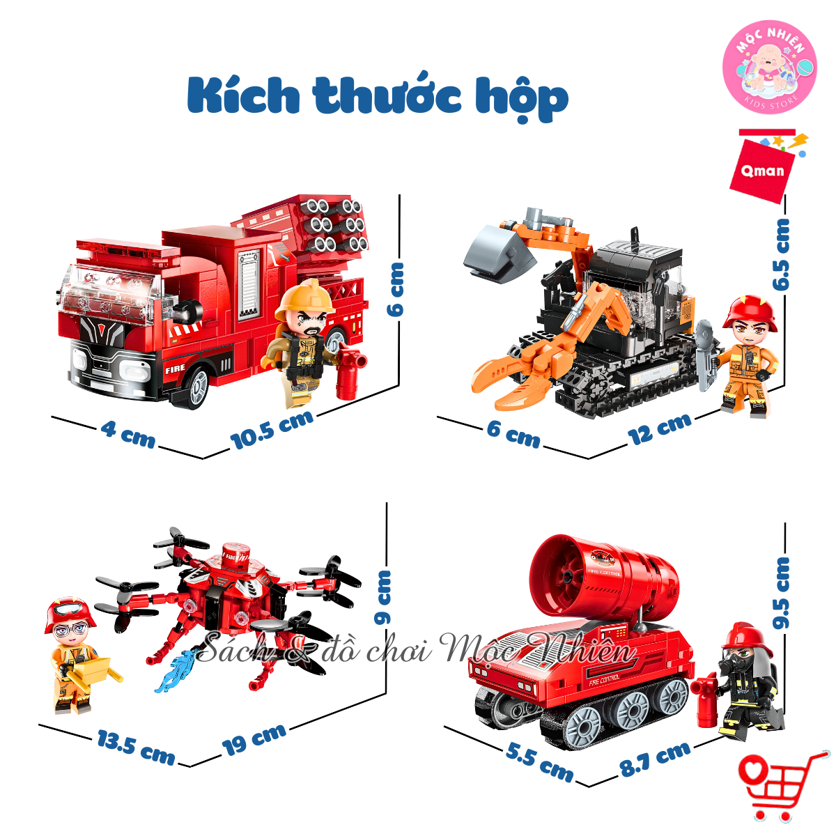 Đồ chơi lắp ráp, xếp hình Qman 12021 - Đội cứu hỏa cơ động (579 mảnh ghép) dành cho bé từ 6 tuổi
