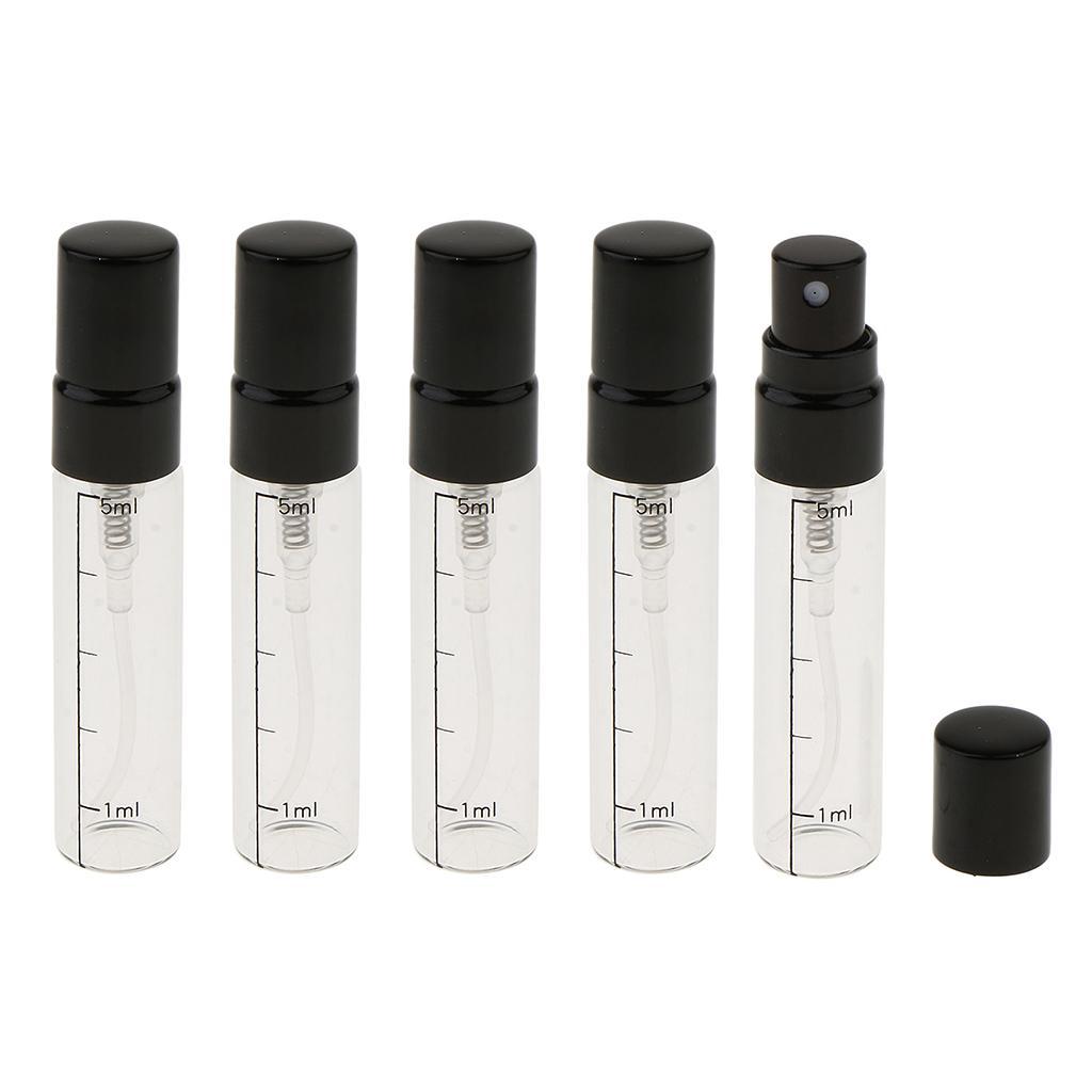 5Pcs Empty 5ml Refillable Perfume Bottles Tube Glass Vials