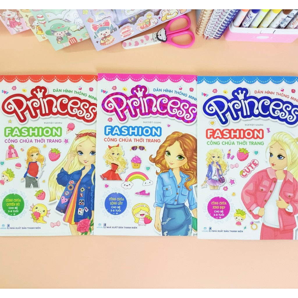 Sách - Bộ 6 cuốn Dán hình thông minh: Princess Fashion công chúa thời trang (Cho bé 3-8 tuổi) ndbooks