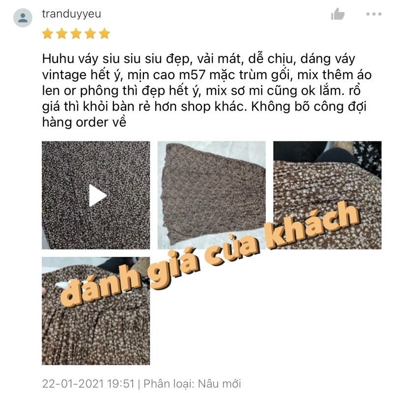 Chân váy xếp li hoa nhí có lót trong - Chân váy hoa nhí dáng dài dày dặn Ullzang (inbox gửi link màu mới