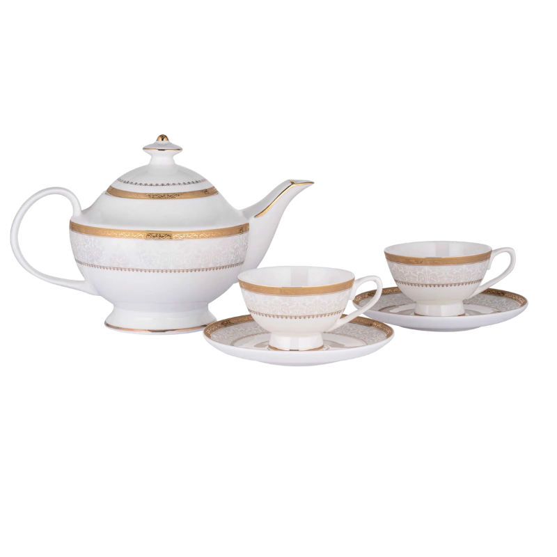 Bộ Ấm Chén Trà Hoàng Gia Viền Vàng Imperial, Bộ Trà Sứ Xương Cao Cấp, Thiết Kế Tinh Xảo, Nhập Đức