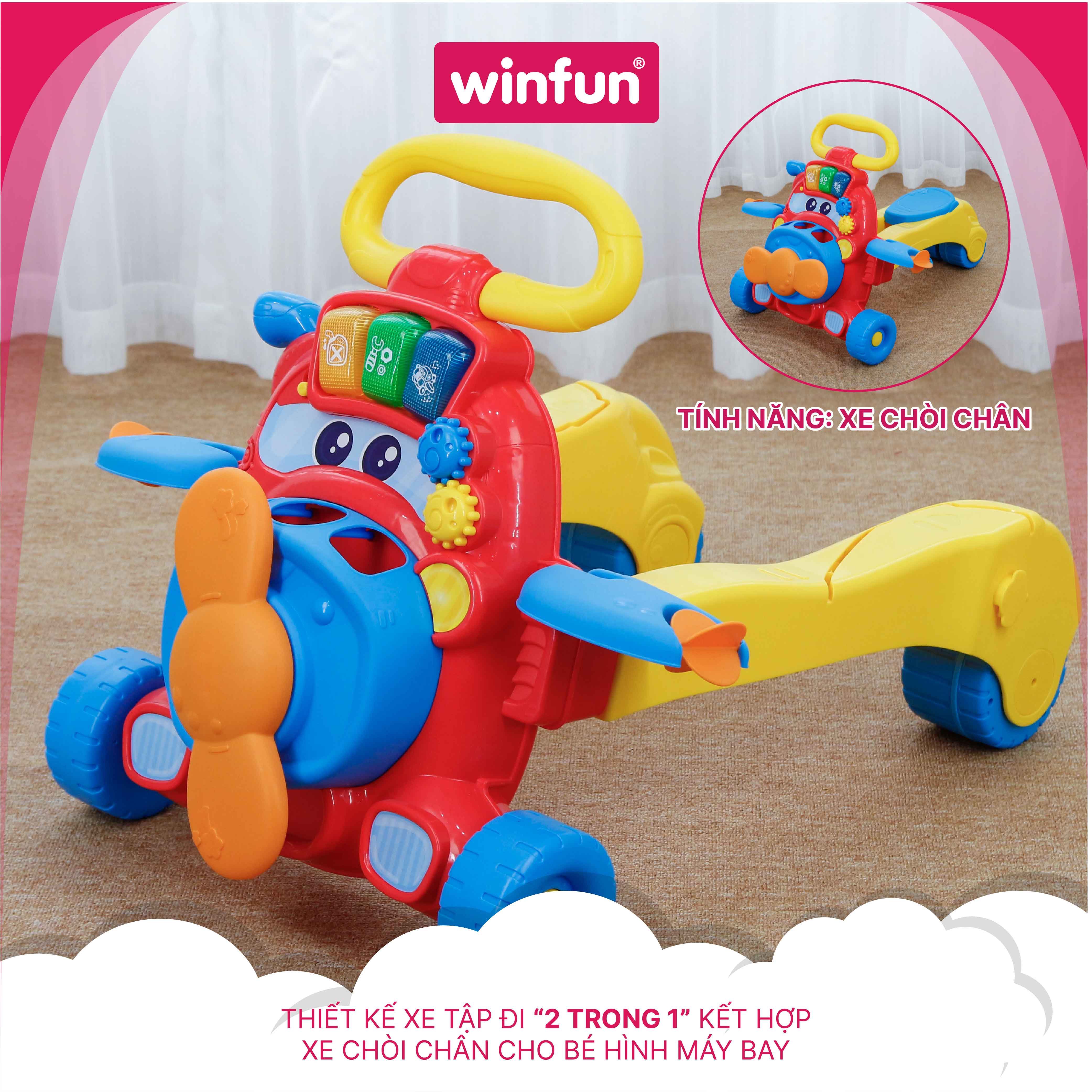 Xe tập đi cho bé kiêm tập đứng, chòi chân kèm đồ chơi thả khối có nhạc cho trẻ từ 6 đến 36 tháng Winfun 0875