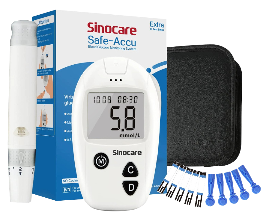 [GIFT] Máy đo đường huyết Sinocare Safe Accu (Tặng 25 Que + 25 Kim)