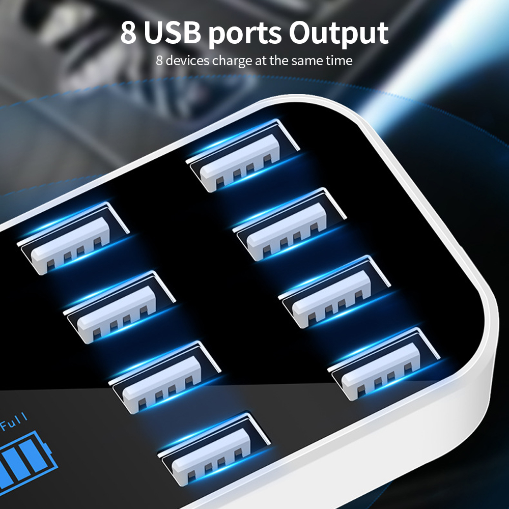 Bộ sạc nhanh cho ô tô A9S 8 cổng USB với màn hình LED