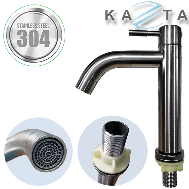 Vòi lavabo lạnh KAZTA KZ-LDC01 đầu cong inox SUS304