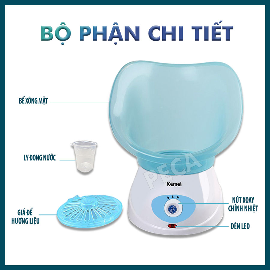 Máy xông hơi mặt KEMEI KM-6080 có 2 mức điều chỉnh nhiệt chăm sóc da an toàn phù hợp sử dụng mọi loại da - Hàng chính hãng