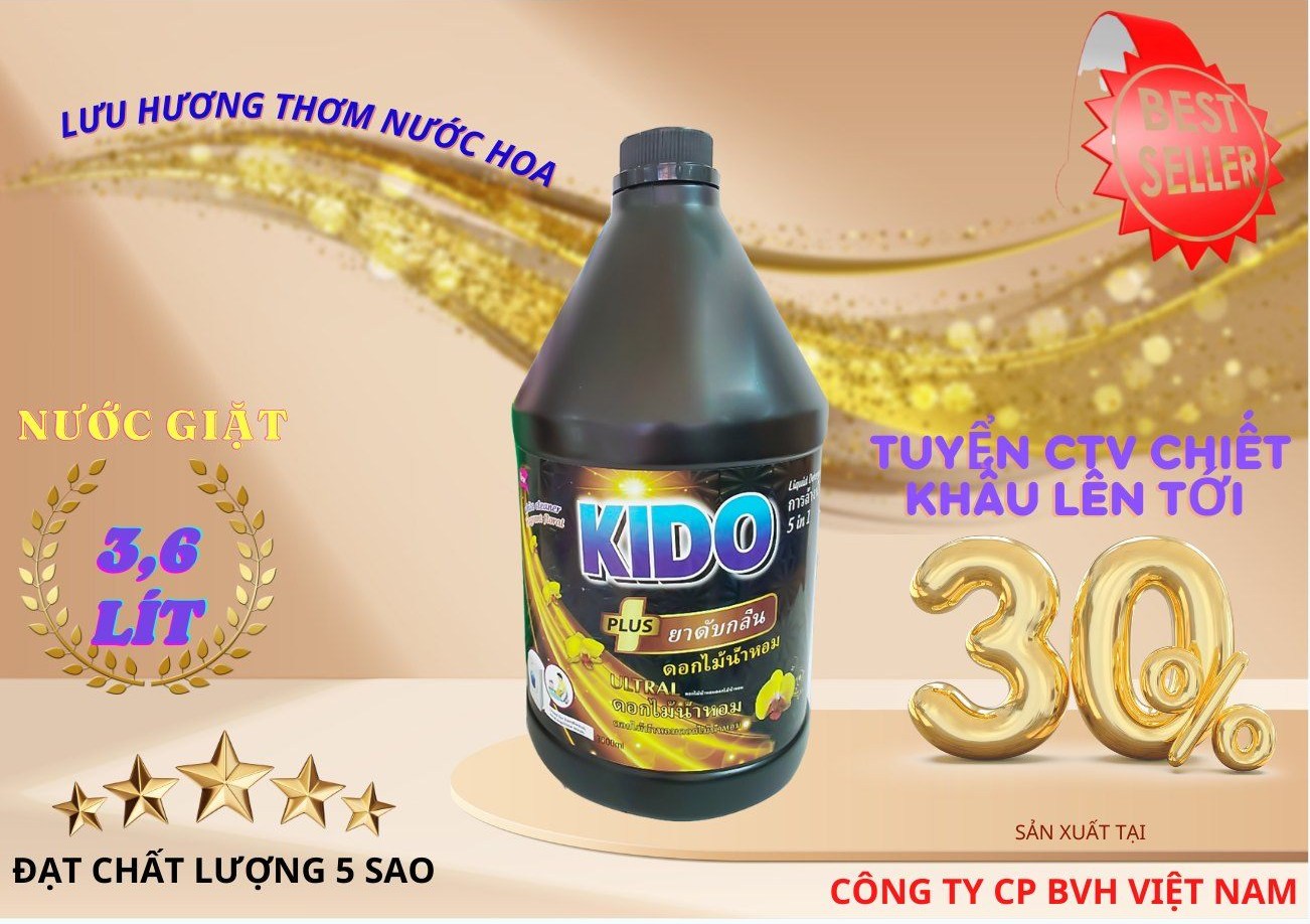 Nước Giặt Xả KIDO Hương comfor Đen thể tích 3,6Lít lưu hương thơm suốt 24 Giờ