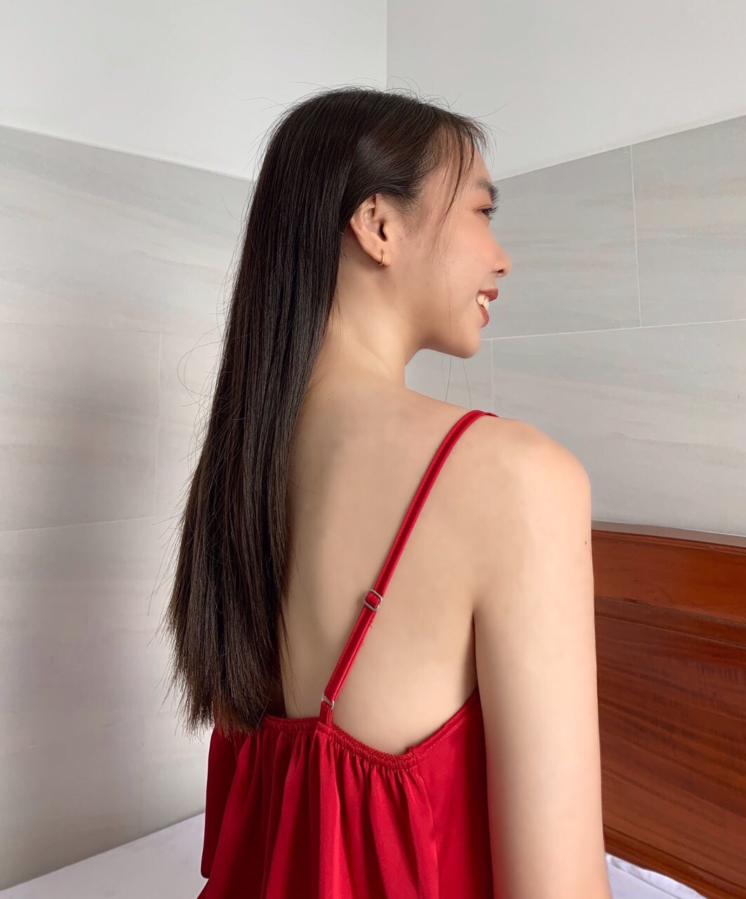 Váy Ngủ Lụa Hai Dây Dài Cao Cấp Dáng Suông Phối Ren Nhúng Bèo Gợi Cảm