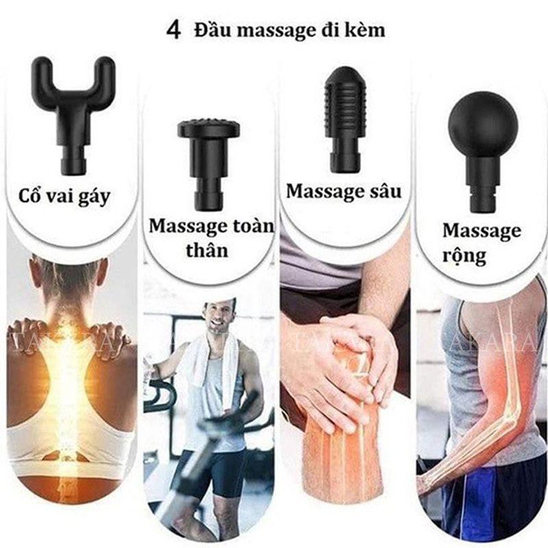 Súng Massage Cầm Tay, Máy Mát Xa Trị Liệu Toàn Thân TAKARA Với 4 Đầu Thay Thế Và 6 Cấp Độ Giảm Đau Mỏi Cơ GB-820