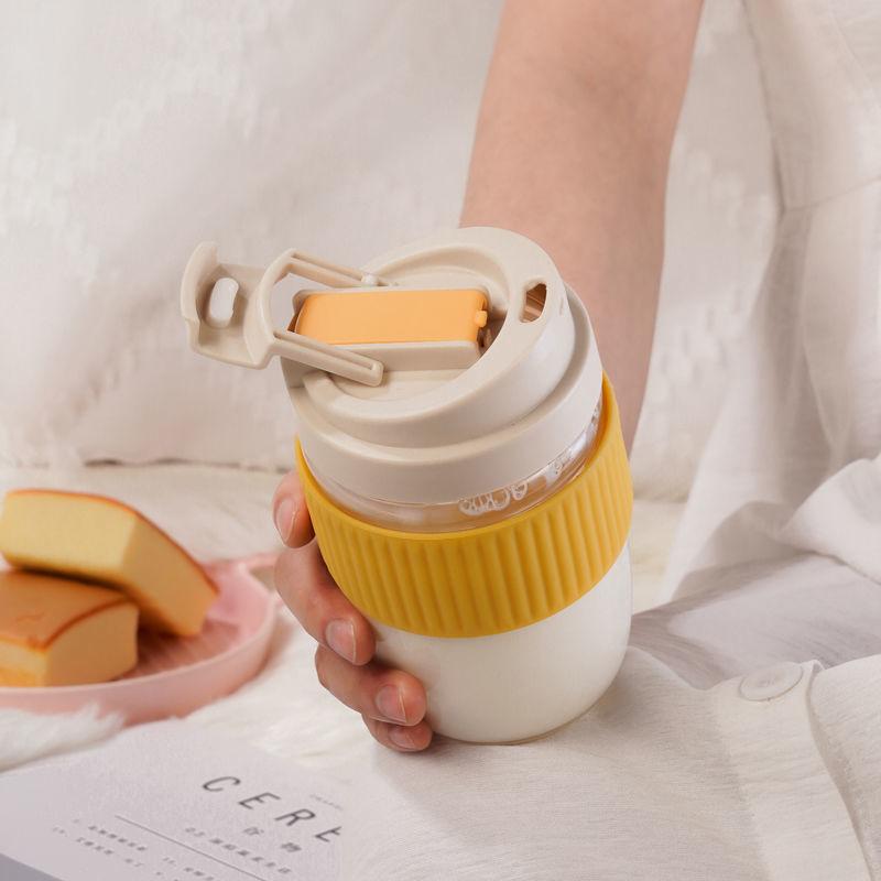 Giao hàng nhanh phong cách mới có ống hút đôi cốc uống nước mùa hè nữ xách tay dễ thương trong suốt tách trà dung tích lớn cốc cà phê