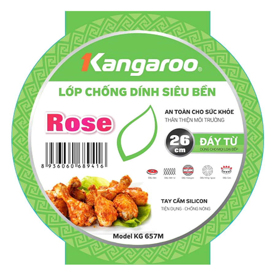 Chảo Nhôm Chống Dính Sâu Lòng Đáy Từ Kangaroo KG657M (26cm)