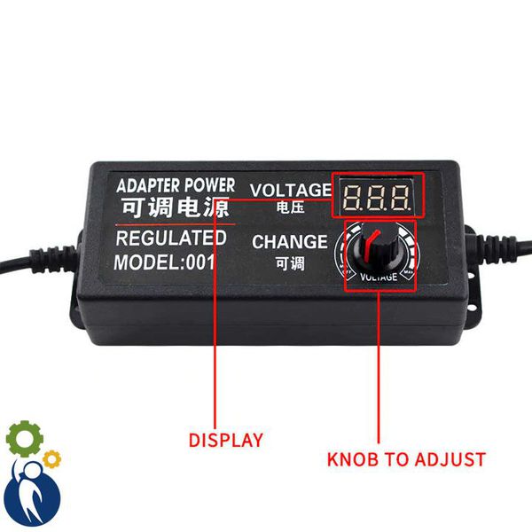 Adapter Điều Chỉnh Điện Áp 3-12VDC 10A Có Đồng Hồ Led