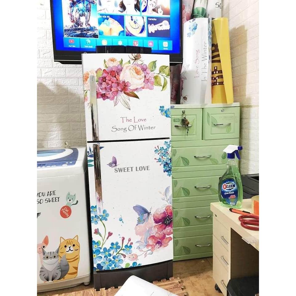 Miếng dán tủ lạnh decal 3D mẫu hoa sang chảnh
