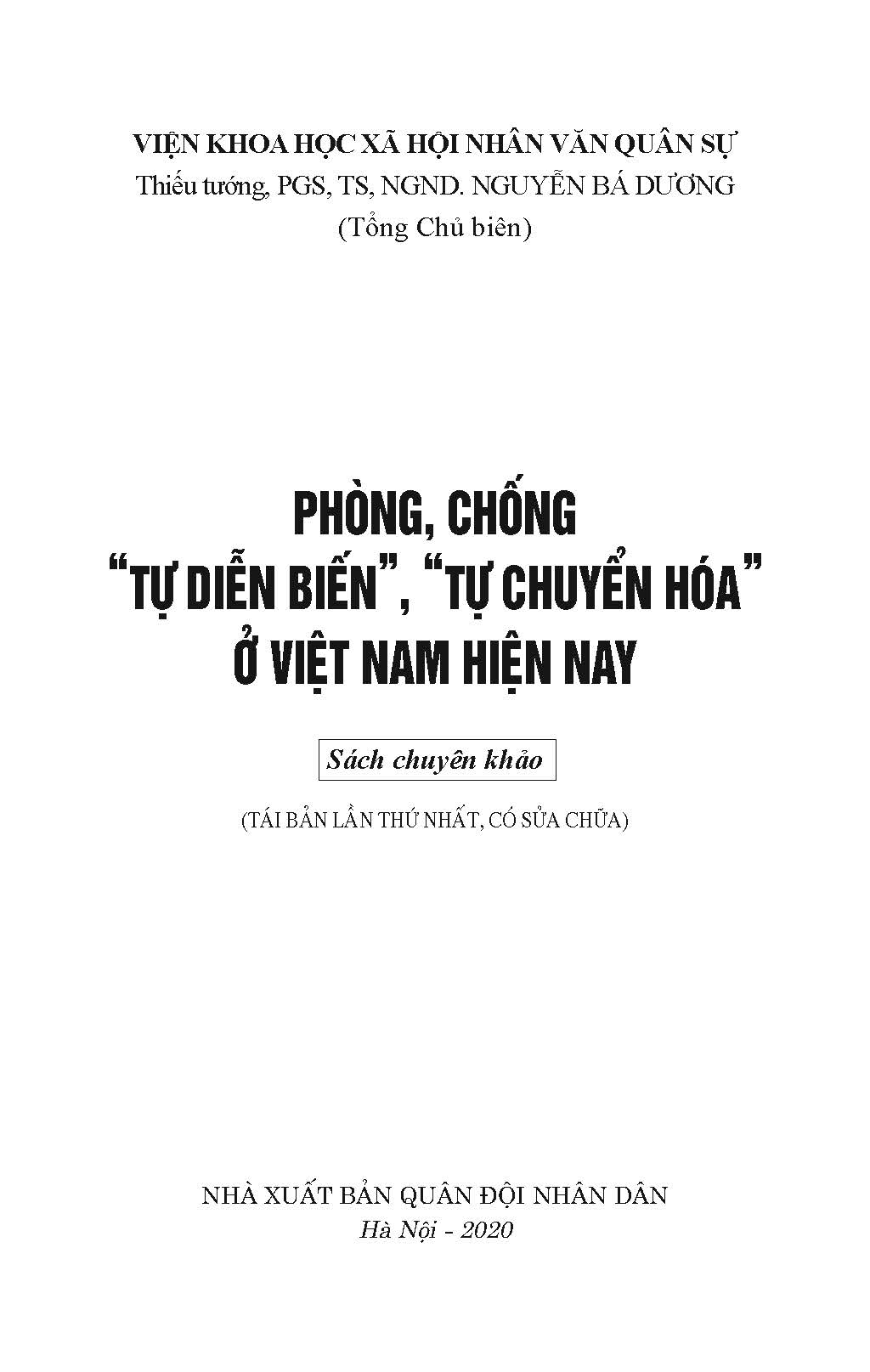 Phòng, Chống "Tự Diễn Biến", "Tự Chuyển Hóa" Ở Việt Nam Hiện Nay