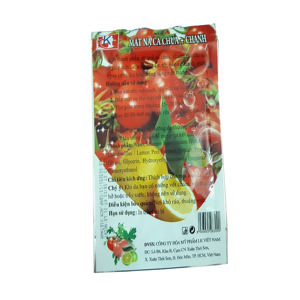 Combo 10 miếng mặt nạ dưỡng da LK chiết xuất Cà chua + Chanh 50g (Tomato Lemon Mask 50g)