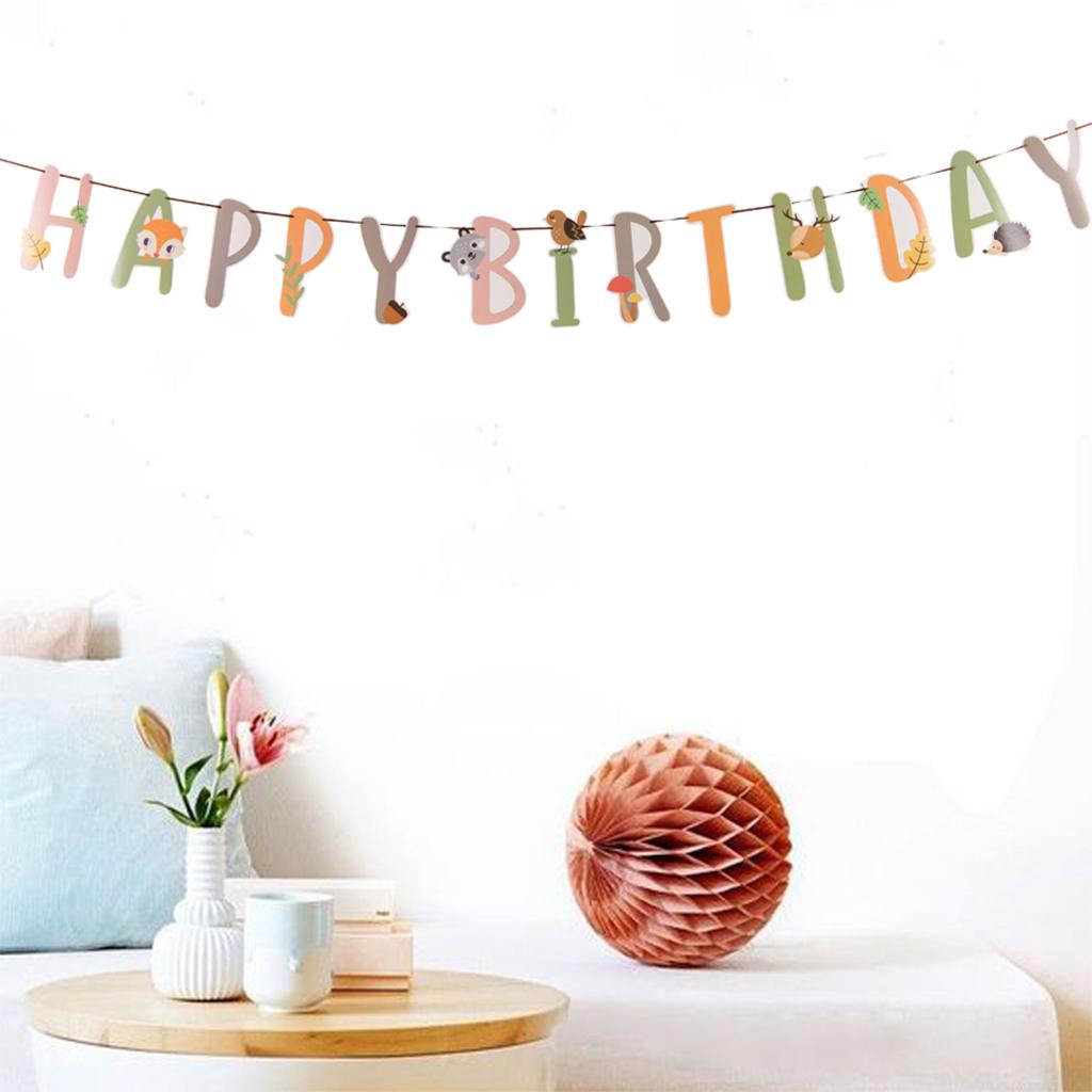 Cute Animal HAPPY BIRTHDAY Bunting Banner Kid Baby Birthday Party Decoration