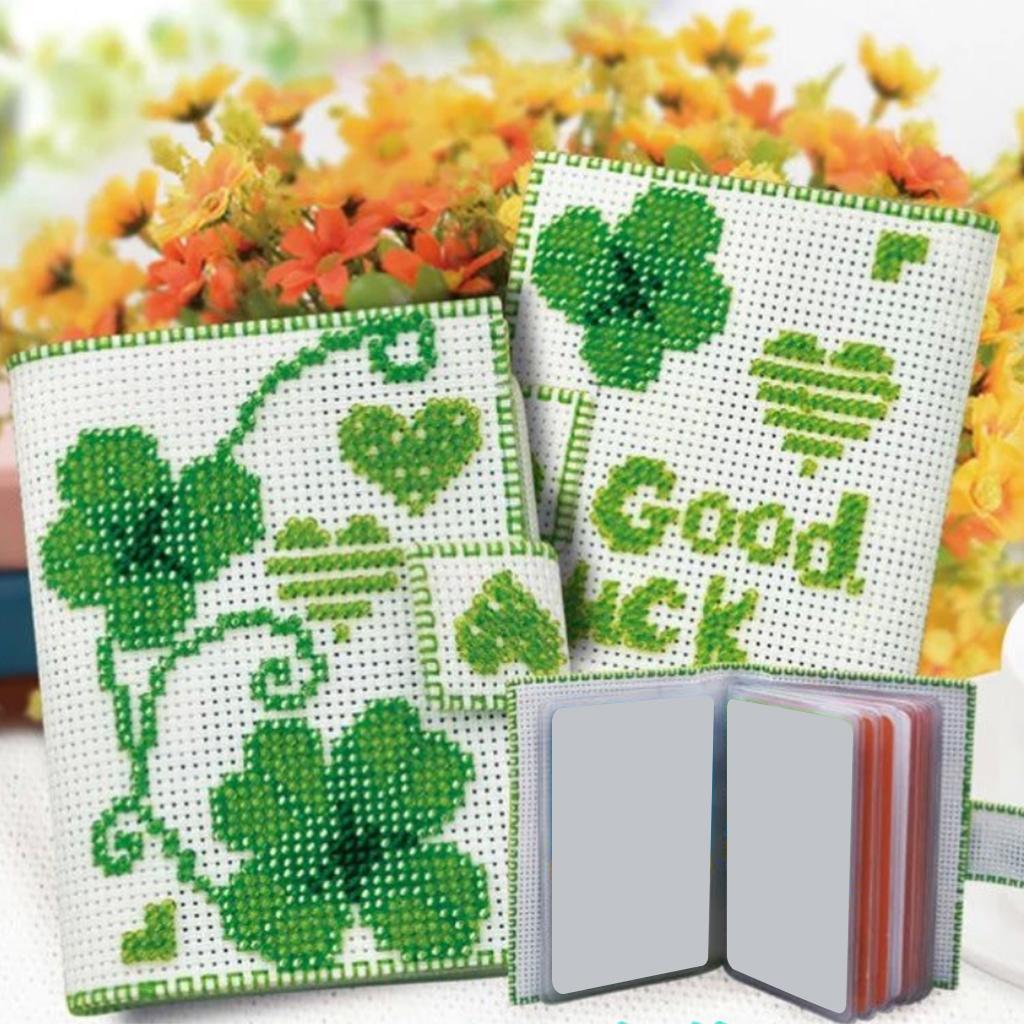 DIY Cross stitch Card Holder Embroidery Starter Kits Printed Handmade Leaf