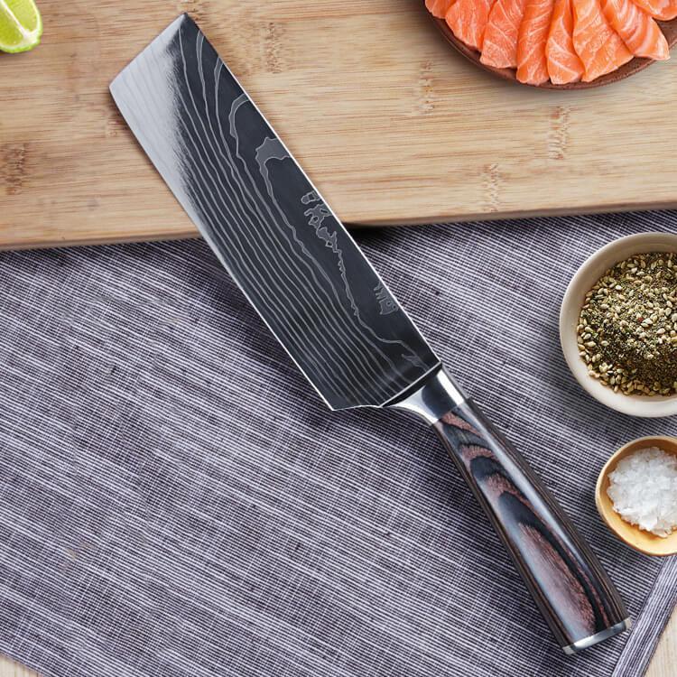 DAO - DAO BẾP NHẬT BẢN USUBA THÉP DAMASCUS MÃ A9 DT125 nt topcoomshop vn