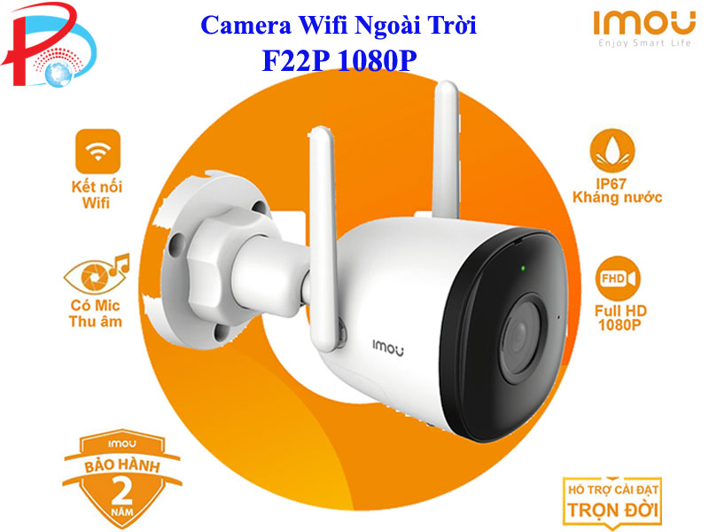 CAMERA WIFI IMOU NGOÀI TRỜI F22P 2M, TÍCH HỢP MIC THU ÂM - HÀNG CHÍNH HÃNG