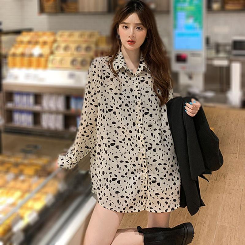 Áo Sơ Mi Tay Dài Dáng Rộng Phong Cách Retro