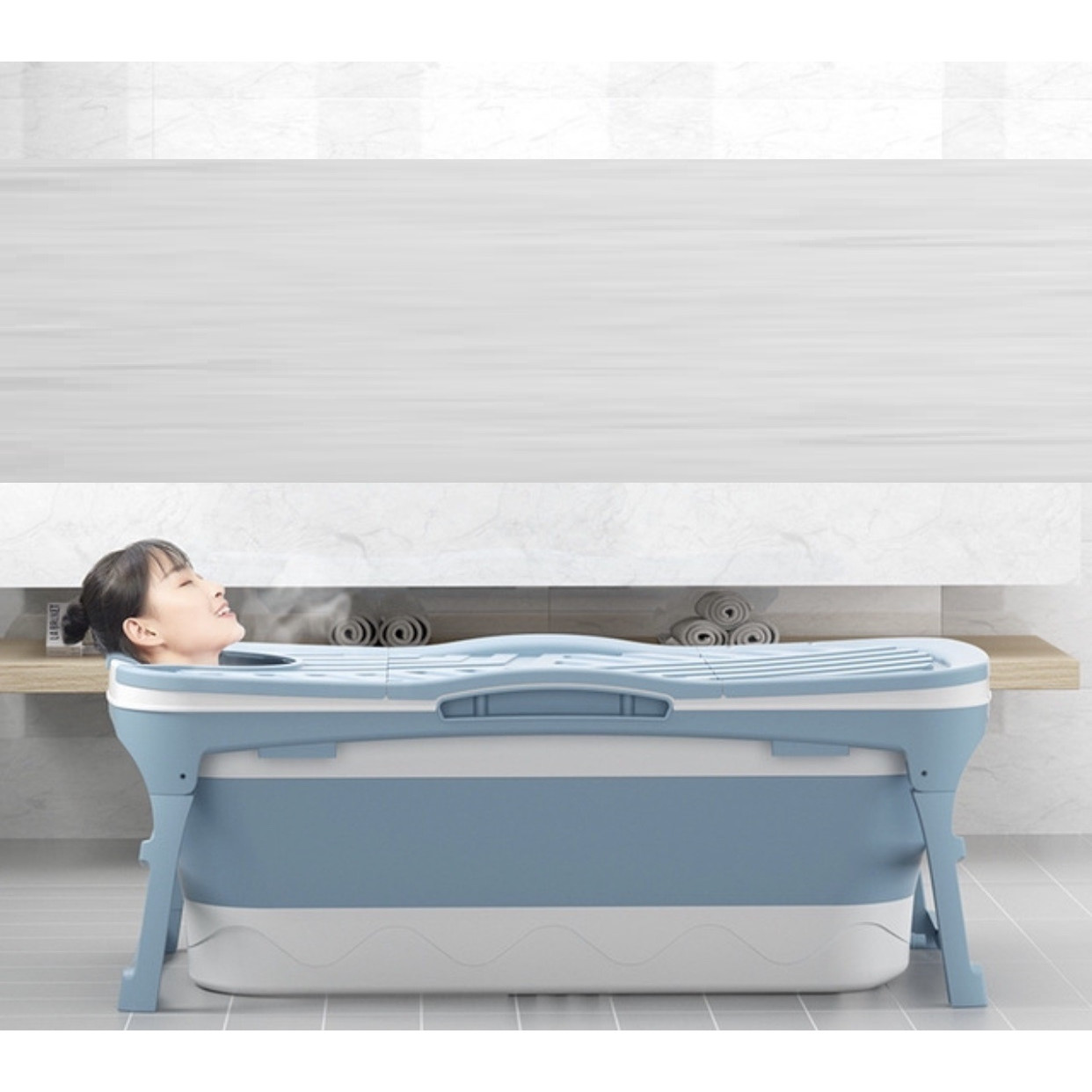 Bồn tắm silicon gấp gọn dùng được cả người lớn -1,43m - Không kèm nắp