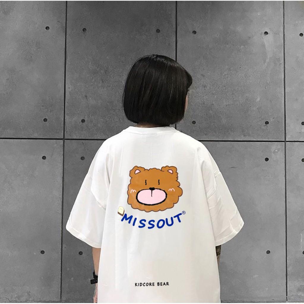 Áo thun tay lỡ MISSOUT GẤU phông Unisex nam nữ tee oversize form rộng pull Ulzzang Streetwear Hàn Quốc vải mềm