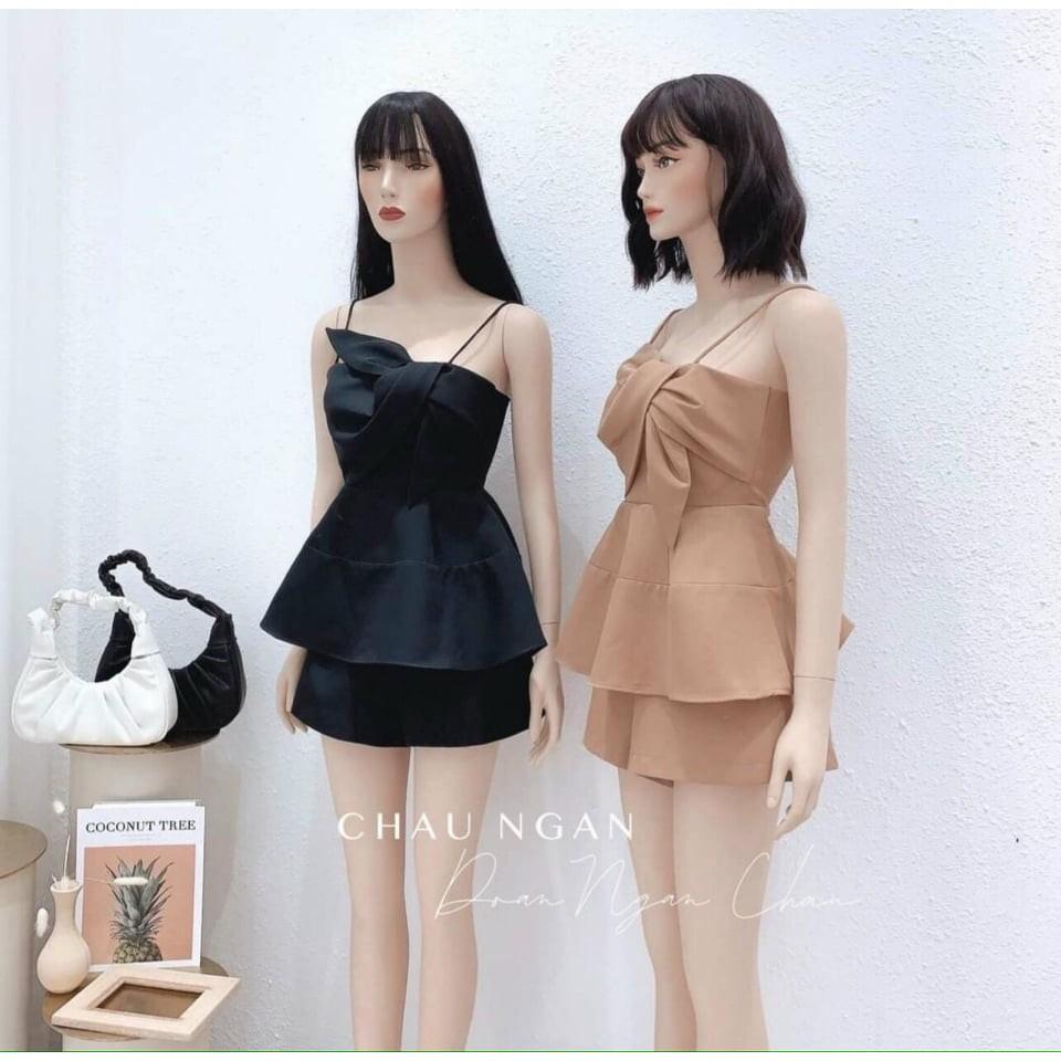 Set Bộ Bèo Nơ Ngực 2 Dây Xinh Xắn Dành Cho Nữ ( Có Mút Ngực