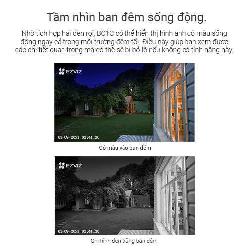 Tăng Pin NLMT-Camera Wi-Fi EZVIZ BC1C Pin Sạc 7800mAh, Bộ Nhớ Trong 32GB, Ngoài Trời-Hàng Chính Hãng