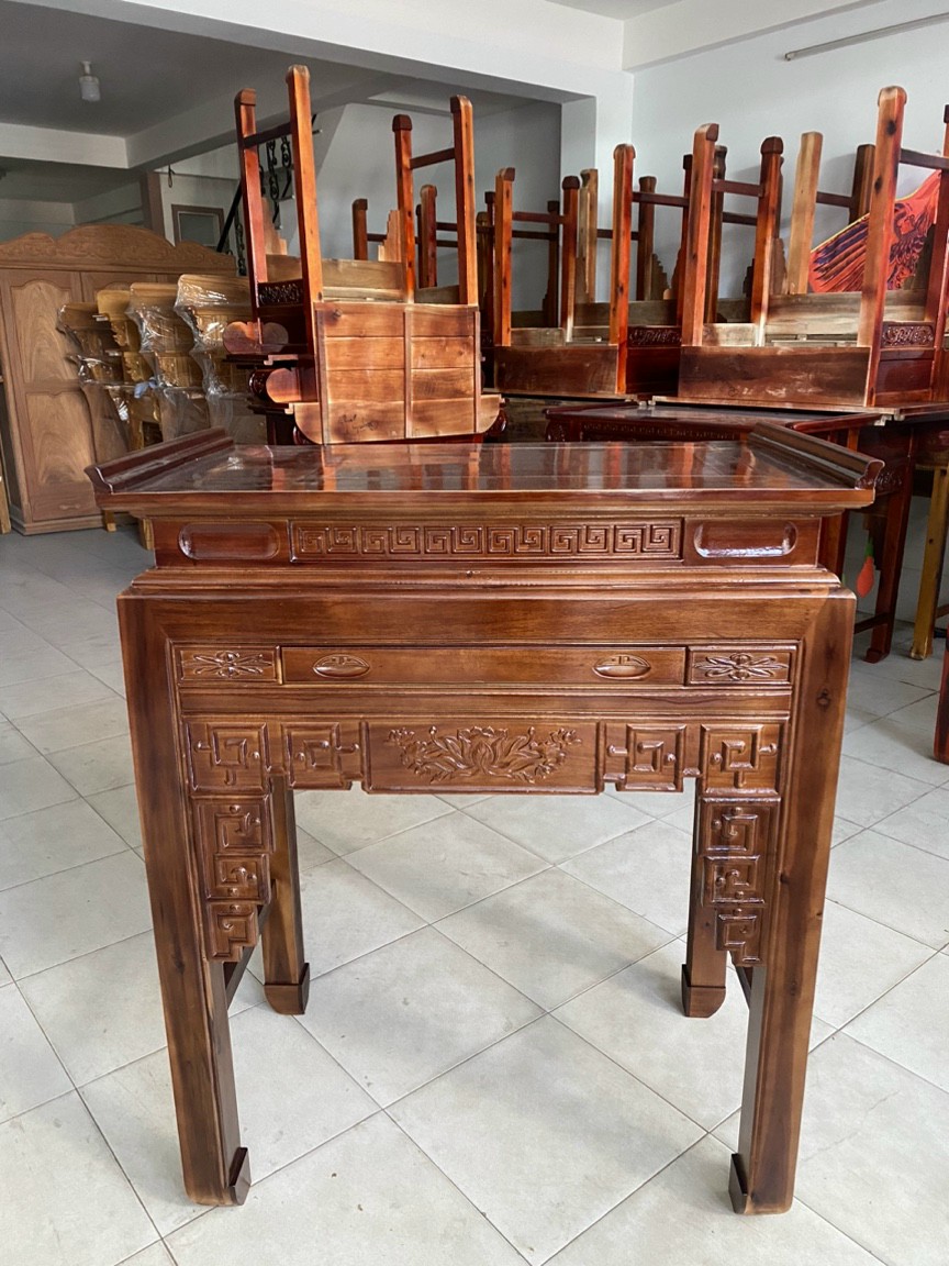 Bộ án giang thờ 1 tầng gỗ tràm bông vàng mẫu hiện đại,bàn thờ gia tiên ,bàn thờ bàn phật 1m07-1m27-1m47-1m53