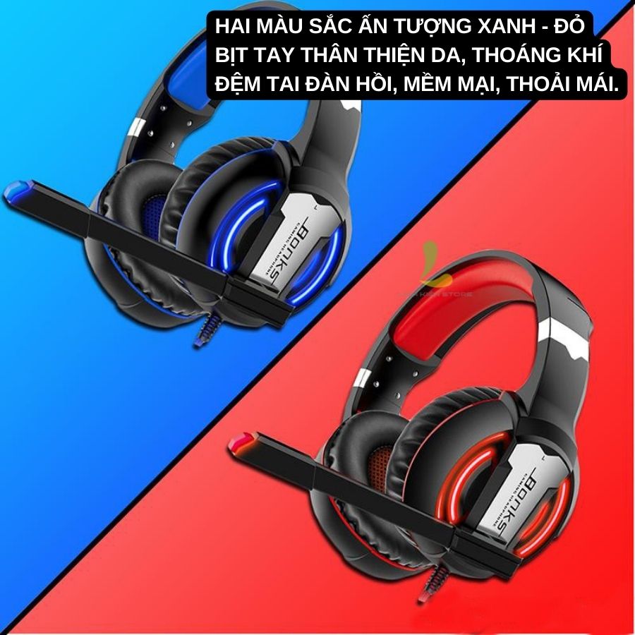 Tai nghe gaming Headphone Bonks G1 - Tai nghe chụp tai chơi game máy tính có dây cực xịn tích hợp micro xoay 180 độ - Hàng nhập khẩu