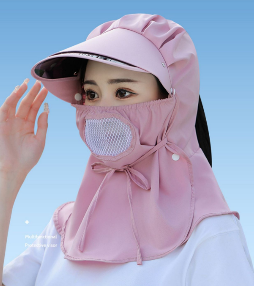 Mũ chống nắng vành điều chỉnh 360 độ kèm khẩu trang cao cấp, nón khẩu trang chống nắng chống tia cực tím mới