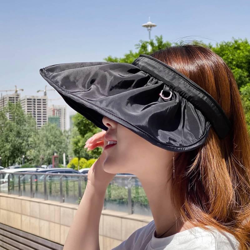 Summer Folding Sun Hat Hair Hoop Women Sun Visor Elastic Top Empty Hats UV Sun Protection Wide Brim Sport Beach Caps Hats