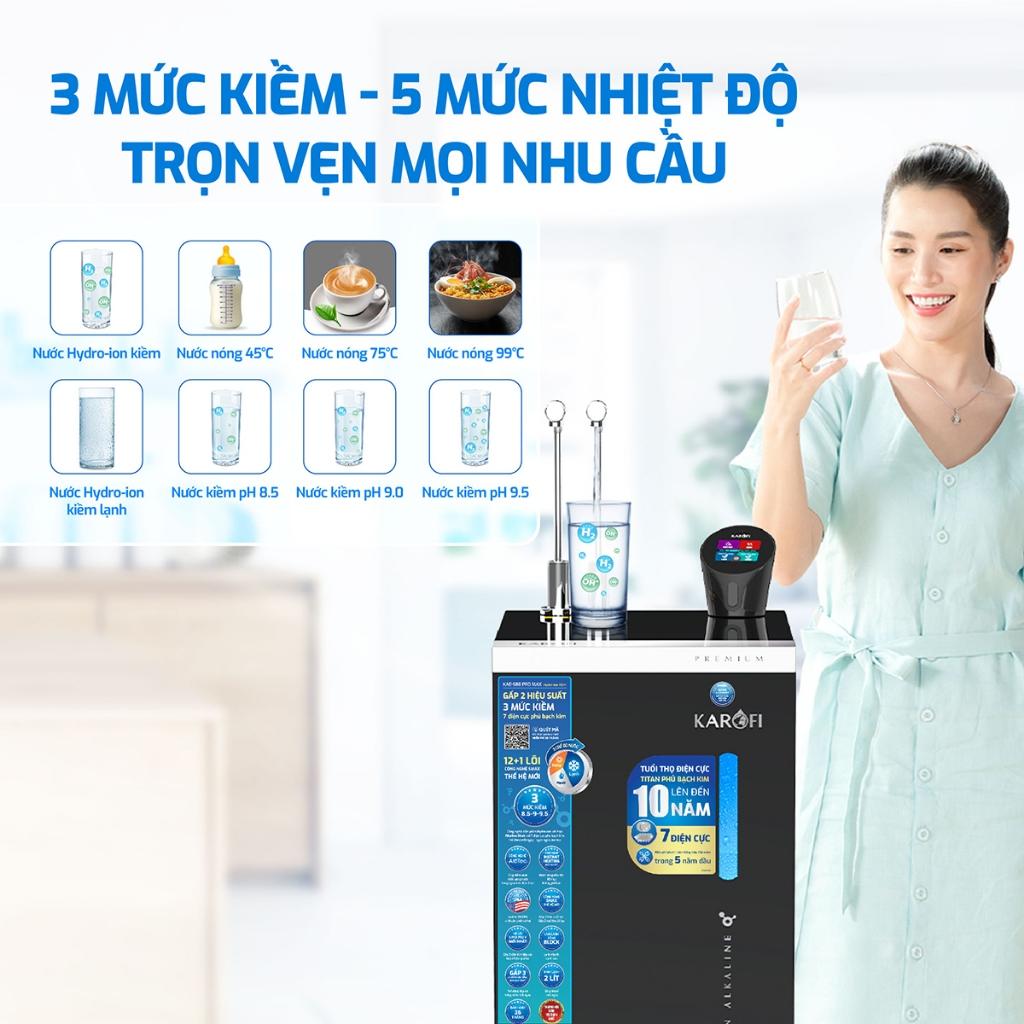 Máy lọc nước Hydro-ion Kiềm Nóng Lạnh KAROFI S88 Promax - 12+1 lõi, Kiềm Điện phân kiềm trực tiếp - Hàng Chính Hãng