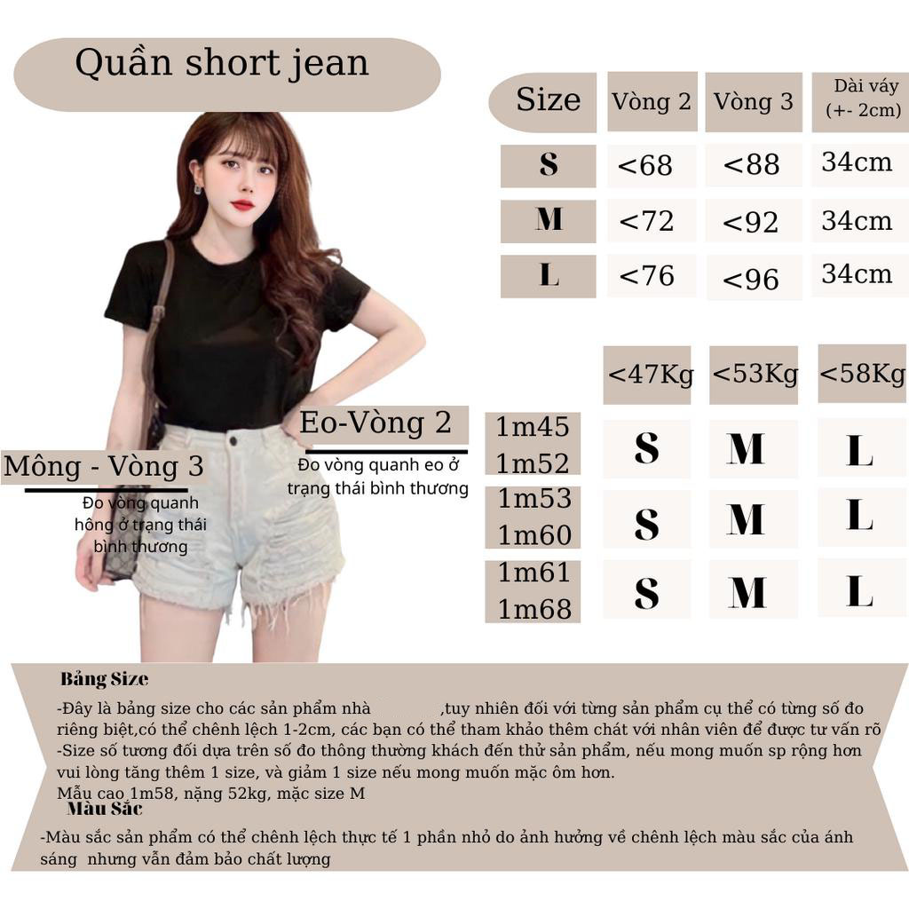 Quần short jean nữ lưng cao lai rách hai bên 667