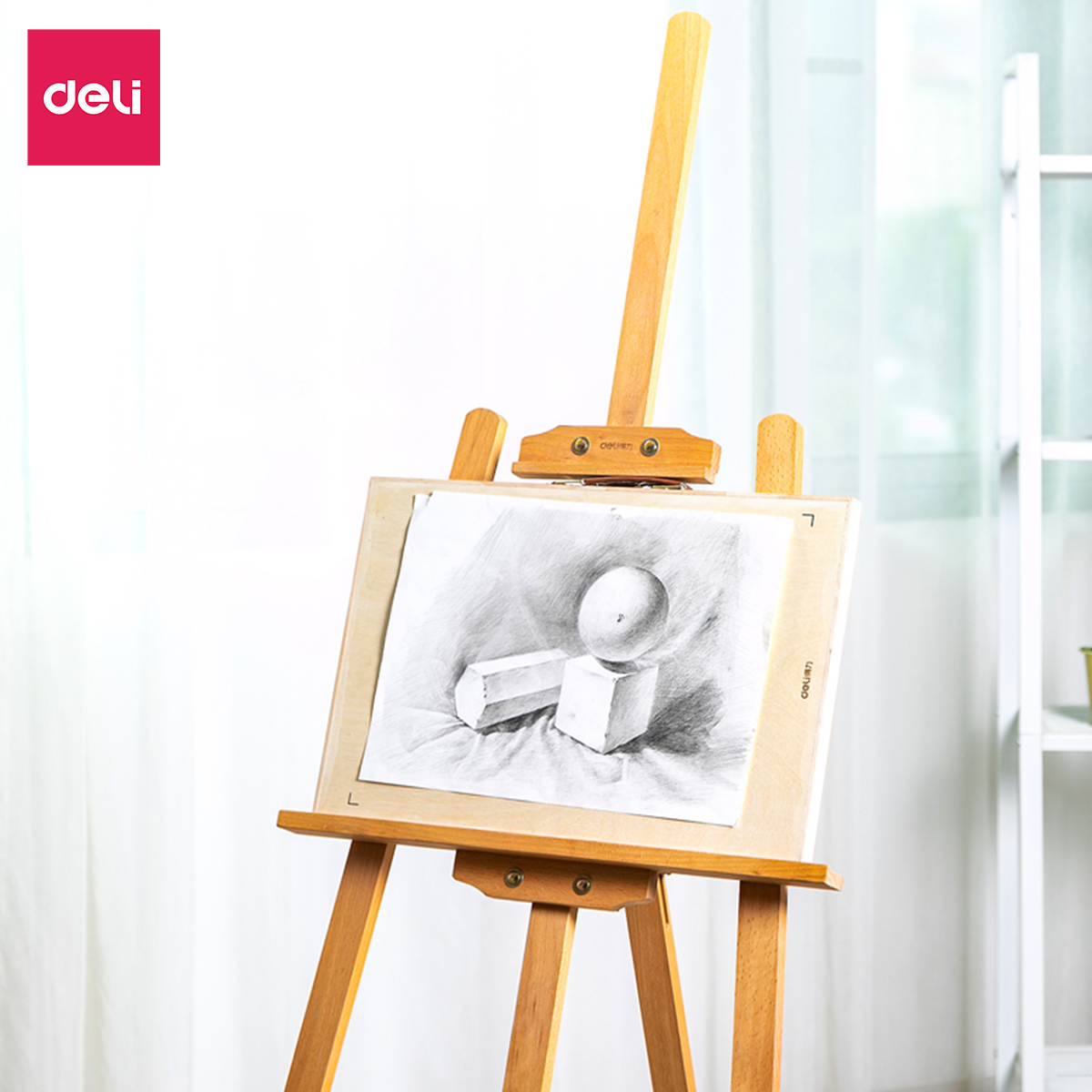 Giá Vẽ Tranh Bằng Gỗ Deli - 116x58cm  - Giá Đỡ Tranh - Kệ Đỡ Trưng Bày Mẫu - 1 Chiếc - 73879