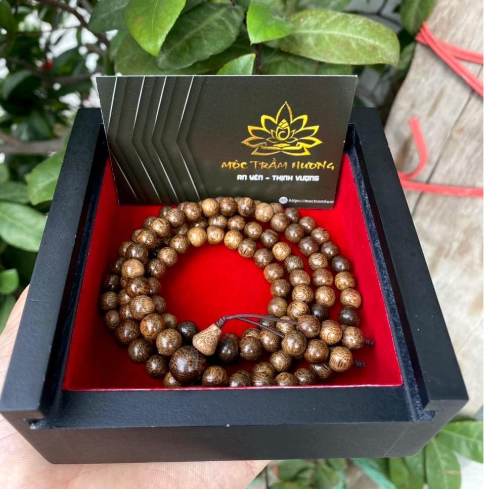Hộp Gỗ Đen Cao Cấp Mộc Trầm Hương Đựng Vòng, Đồ Phong Thủy Sang Trọng - Quà Tặng
