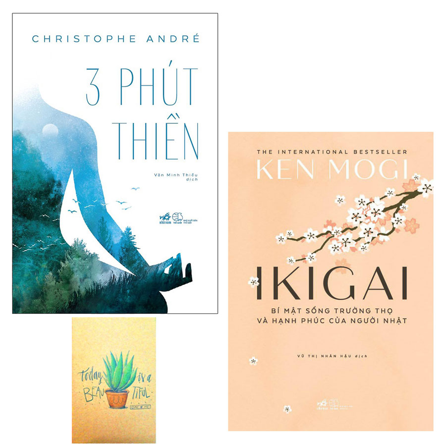 Combo 3 Phút Thiền và Ikigai - Bí Mật Sống Trường Thọ Và Hạnh Phúc Của Người Nhật ( Tặng Kèm Sổ Tay )