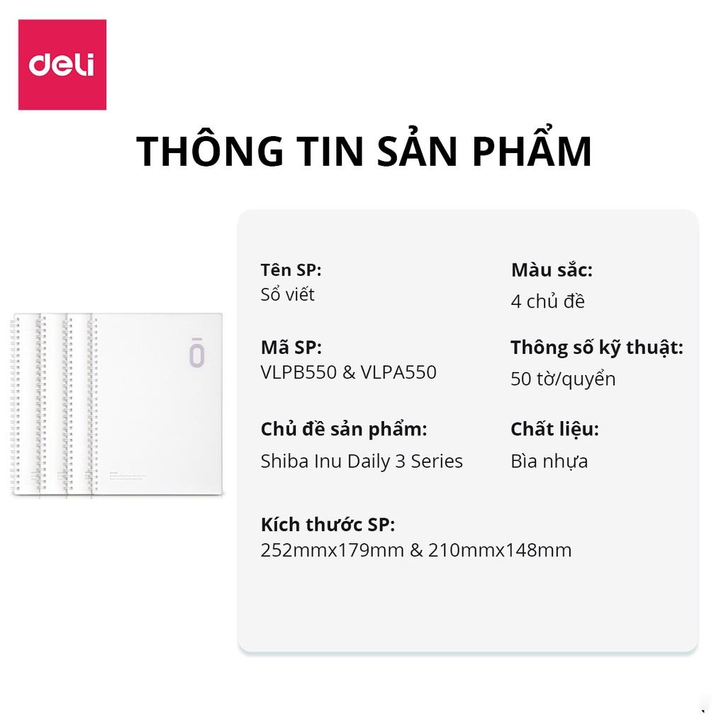 Sổ Tay Ghi Chép Bìa Nhựa A5 B5 Gáy Xoắn 100 Trang 80Gsm Deli - Phù Hợp Học Sinh Văn Phòng Làm Tập Vở Sổ Kế Hoạch Planner - VLPA550 VLPB550